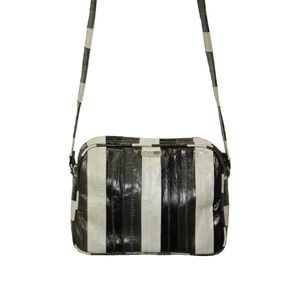Venice Cross-Body, Black/White Eel Skin Handbag